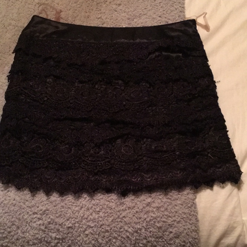 Black lace mini skirt